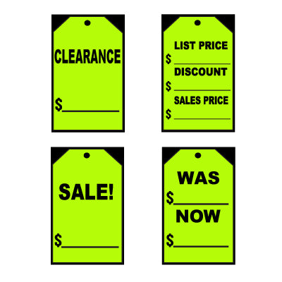 Stick-On Tag Style Price Decal (dozen per pack) - Chartreuse