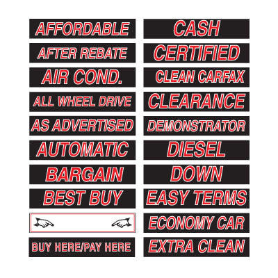 15" Red, Black & White Adhesive Windshield Slogans