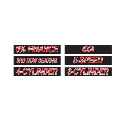 15" Red, Black & White Adhesive Windshield Slogans