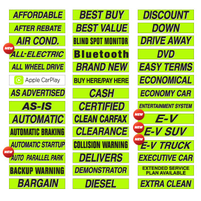 15" Chartreuse Adhesive Windshield Slogans