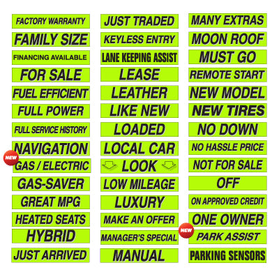 15" Chartreuse Adhesive Windshield Slogans