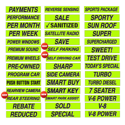 15" Chartreuse Adhesive Windshield Slogans