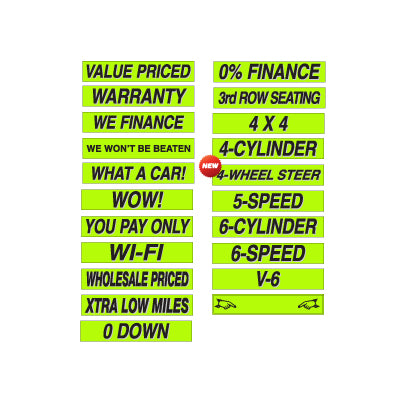 15" Chartreuse Adhesive Windshield Slogans