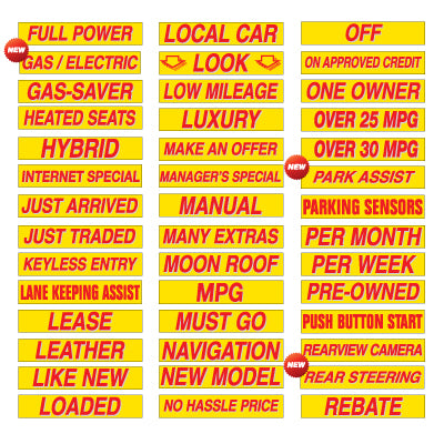 15" Yellow & Red Adhesive Windshield Slogans