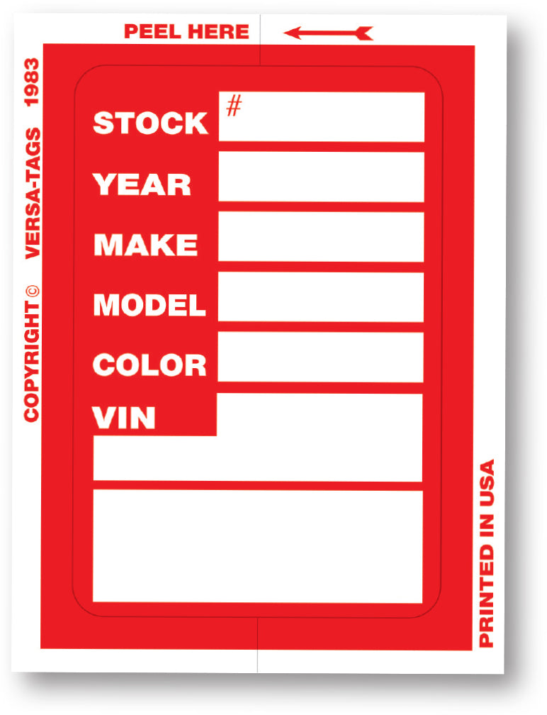 "Clear Back" Window Sticker Tickets (100 Pack)
