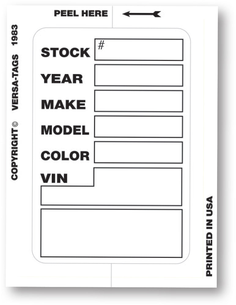 "Clear Back" Window Sticker Tickets (100 Pack)