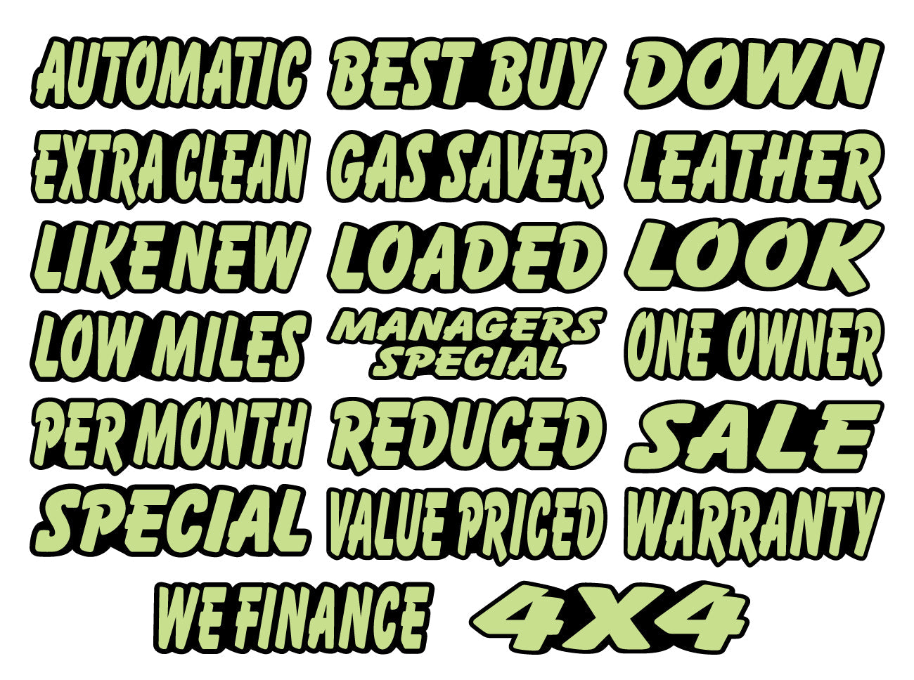 Neon Green Die Cut Slogans