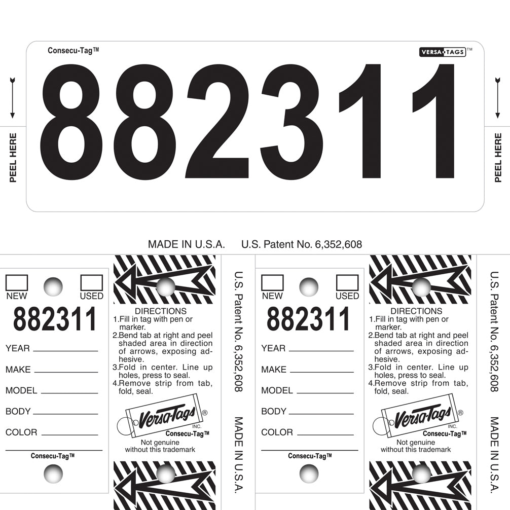 Consecu-Tags Key Tags by Versa Tags (125 Pack) Multi Color