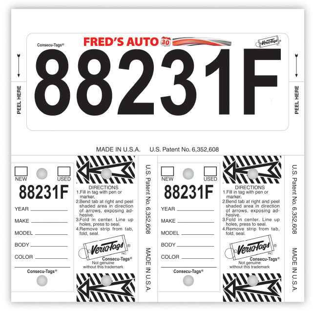 Consecu-Tags Key Tags by Versa Tags (125 Pack) Multi Color