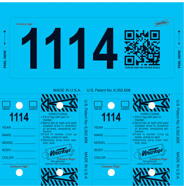 Blue Consecu-Tags Key Tags by Versa Tags (125 Pack)