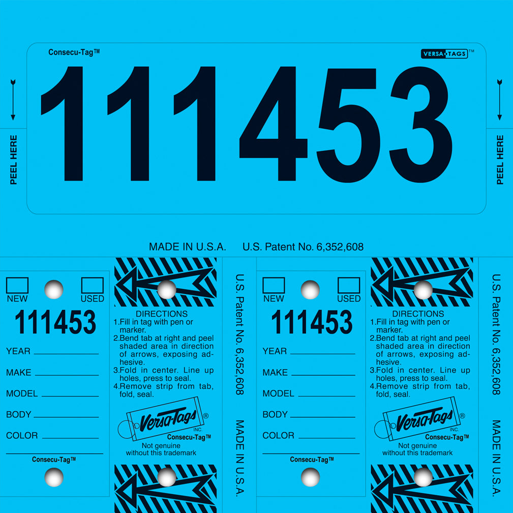 Blue Consecu-Tags Key Tags by Versa Tags (125 Pack)