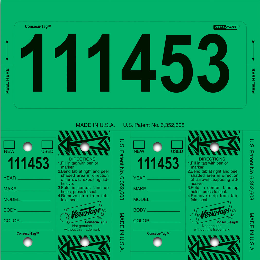Consecu-Tags Key Tags by Versa Tags (125 Pack) Multi Color