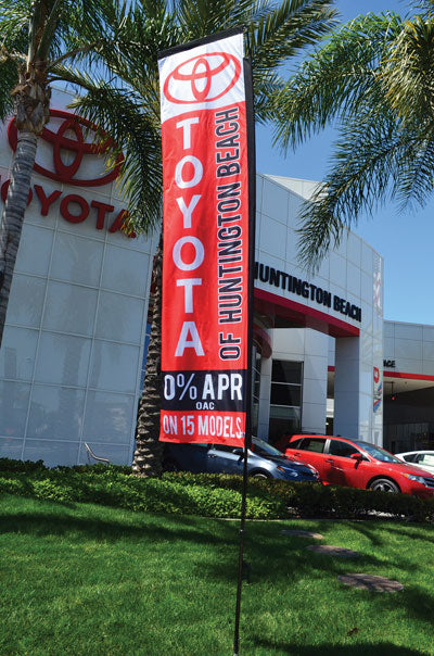 Custom Flat Top Flag ® (Single Sided) with Tire Base and Spindle