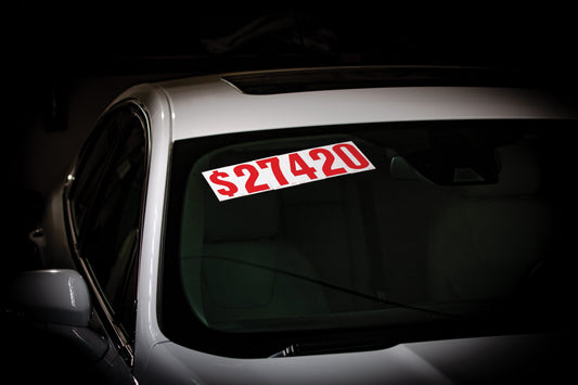 5 1/2" Red & White Adhesive Windshield Numbers for car lots
