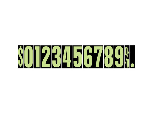 9 1/2" Neon Green Adhesive Windshield Numbers for car lots