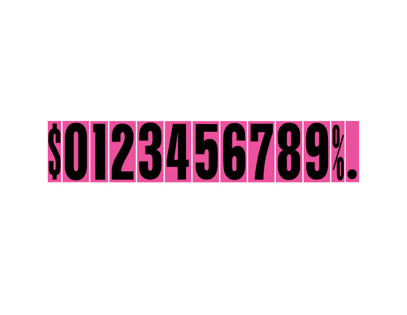 9 1/2" Hot Pink Adhesive Windshield Numbers for car lots