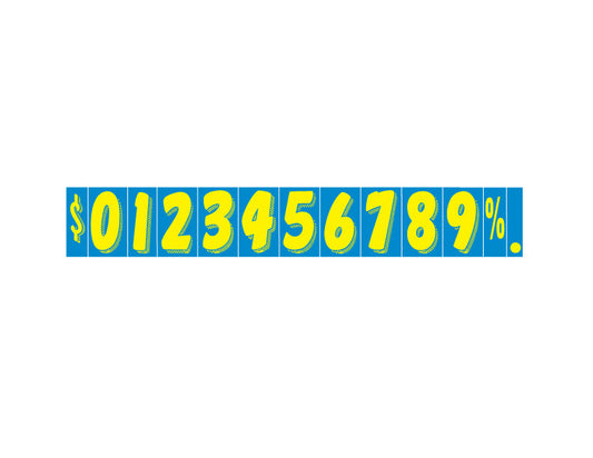 11 1/2" Yellow & Blue Adhesive Windshield Numbers