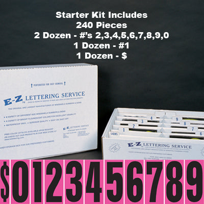 9 1/2" Hot Pink Windshield Numbers Kit (20 doz) for car lots