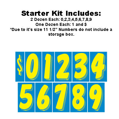 11 1/2" Yellow & Blue Windshield Numbers Kit (20 doz)