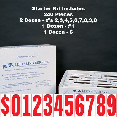 5 1/2" Red & White Windshield Numbers Kit (20 doz) for car lots