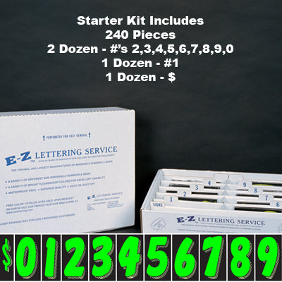 7 1/2" Neon Green Windshield Numbers Kit (20 doz)