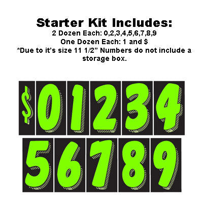 11 1/2" Neon Green Windshield Numbers Kit (20 doz)