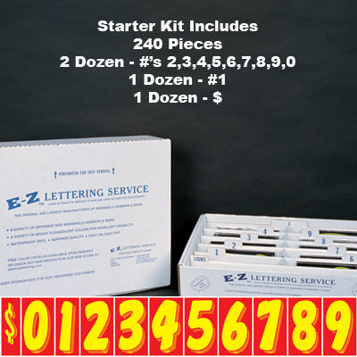 7 1/2" Yellow & Red Windshield Numbers Kit (20 doz) for car lots