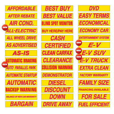 15" Yellow & Red Adhesive Windshield Slogans