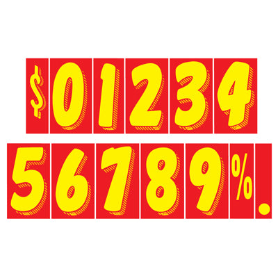 11 1/2" Yellow & Red Windshield Numbers Kit (20 doz)