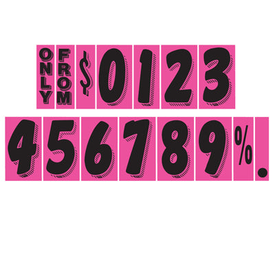 7 1/2" Hot Pink Windshield Numbers Kit (20 doz) for car lots