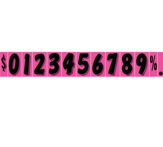 7 1/2" Hot Pink Adhesive Windshield Numbers for car lots