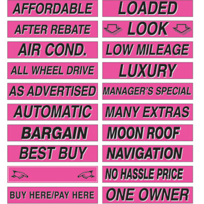 15" Hot Pink Adhesive Windshield Slogans