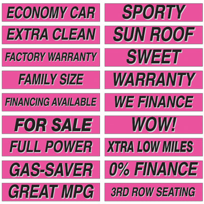 15" Hot Pink Adhesive Windshield Slogans