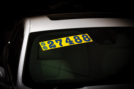 5 1/2" Blue & Yellow Mid-Size Windshield Numbers for car lots
