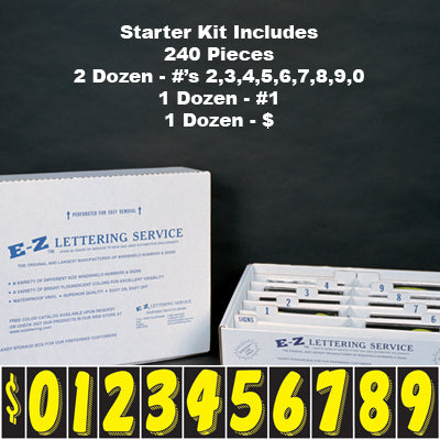 7 1/2" Yellow & Black Windshield Numbers Kit (20 doz) for car lots