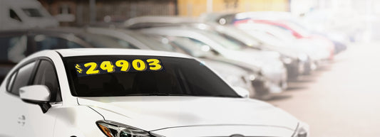 7 1/2" Yellow & Black Adhesive Windshield Numbers for car lots