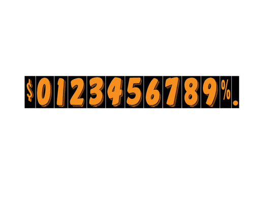 7 1/2" Fire Red & Black Adhesive Windshield Numbers for car lots