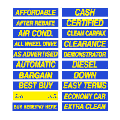 15" Blue & Yellow Adhesive Windshield Slogans