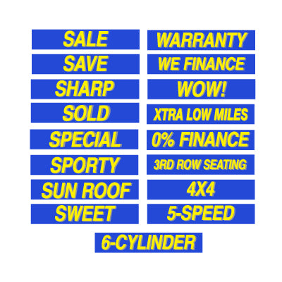15" Blue & Yellow Adhesive Windshield Slogans
