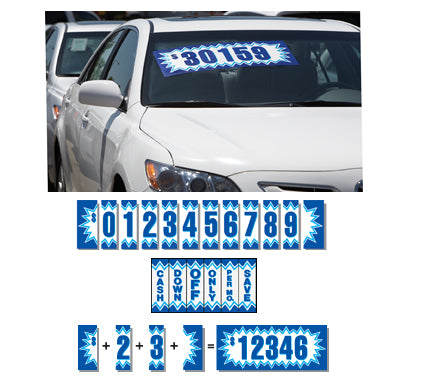 Blue Explosion Adhesive Windshield Numbers