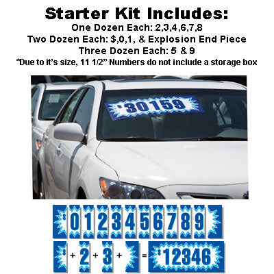 Blue Explosion Windshield Numbers Kit (20 doz)