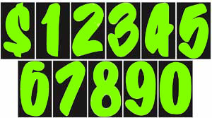 Neon Green Designer Numbers