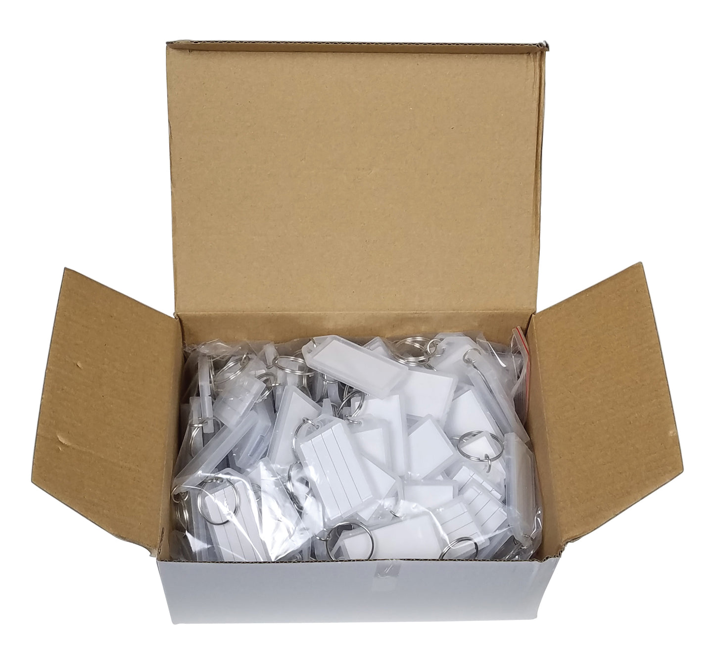 Plastic Key Tags with Split Ring & Label Window (100 Pack)
