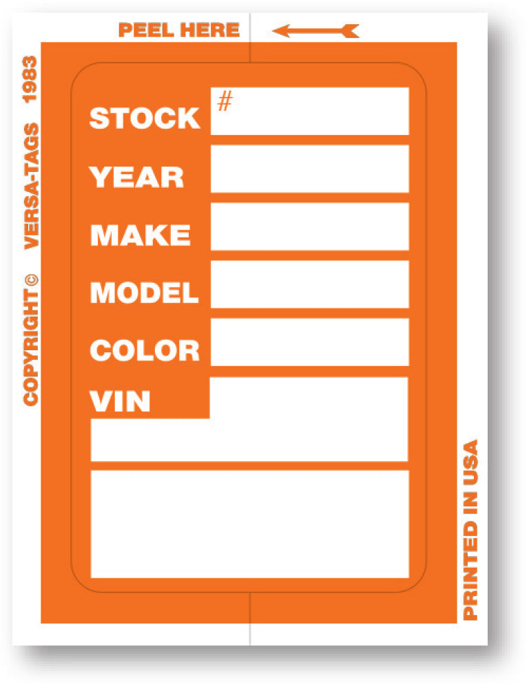 "Clear Back" Window Sticker Tickets (100 Pack)