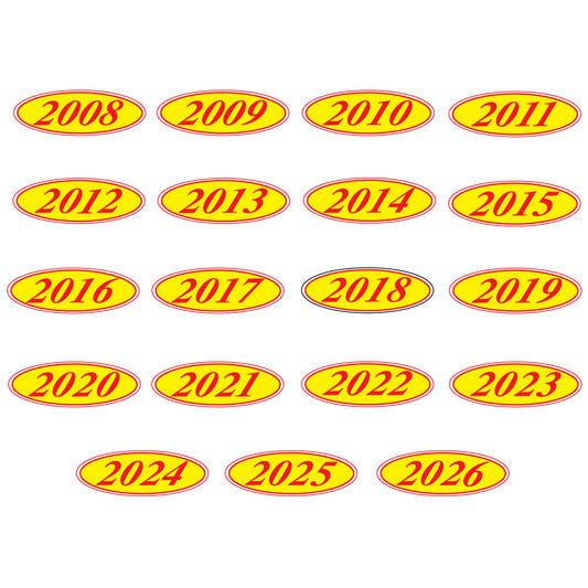 Red & Yellow E-Z Oval Year Model Signs