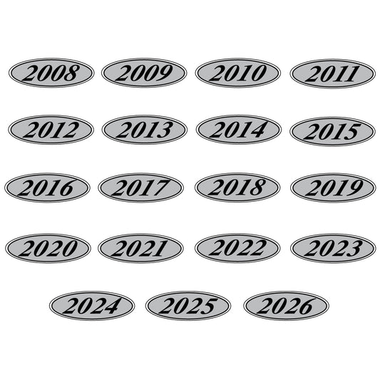 Silver & Black E-Z Oval Year Model Signs