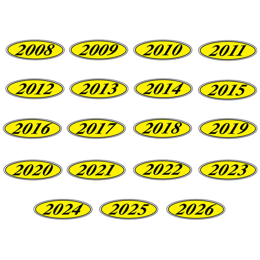 Yellow & Black E-Z Oval Year Model Signs