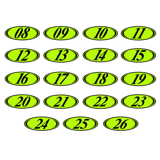 Neon & Black Two Digit Oval Year Model Signs