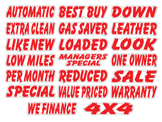 Red & White Die Cut Slogans