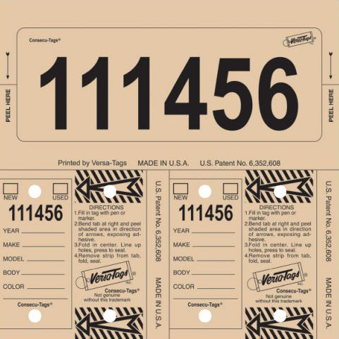 Tan Consecu-Tags Key Tags by Versa Tags (125 Pack)